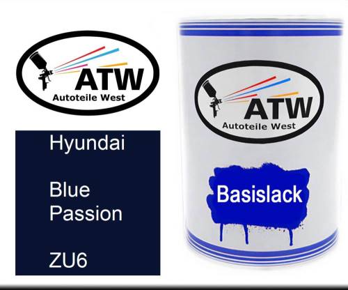 Hyundai, Blue Passion, ZU6: 500ml Lackdose, von ATW Autoteile West.